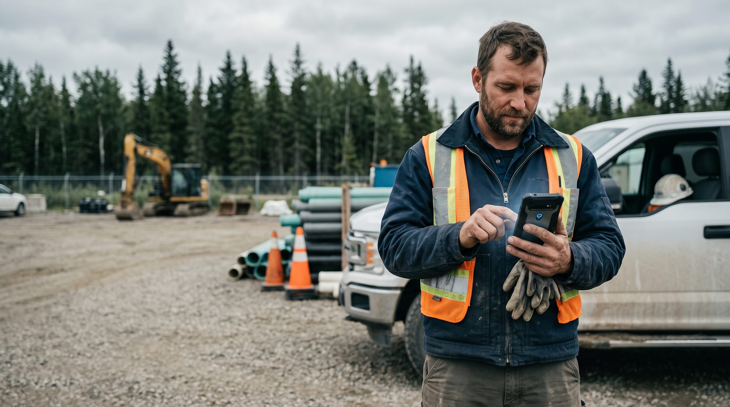 A lone worker on shift, supported by CheckMate working alone protection